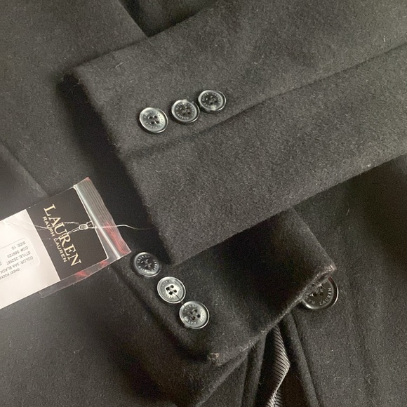 NWT Lauren Ralph Lauren Single Breasted Wool Blend Reefer Coat in Black size 10 - Picture 15 of 17